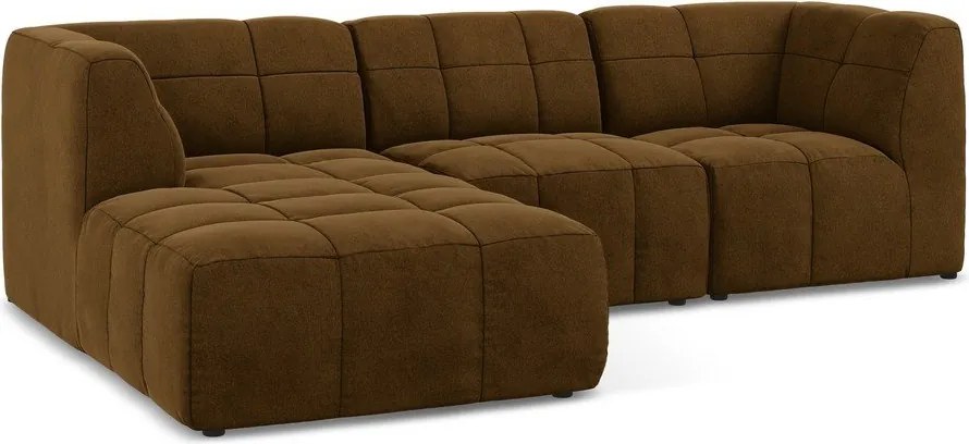 Zamatová rohová pohovka v horčicovej farbe (ľavý roh/s leňoškou) Aloha – Makamii