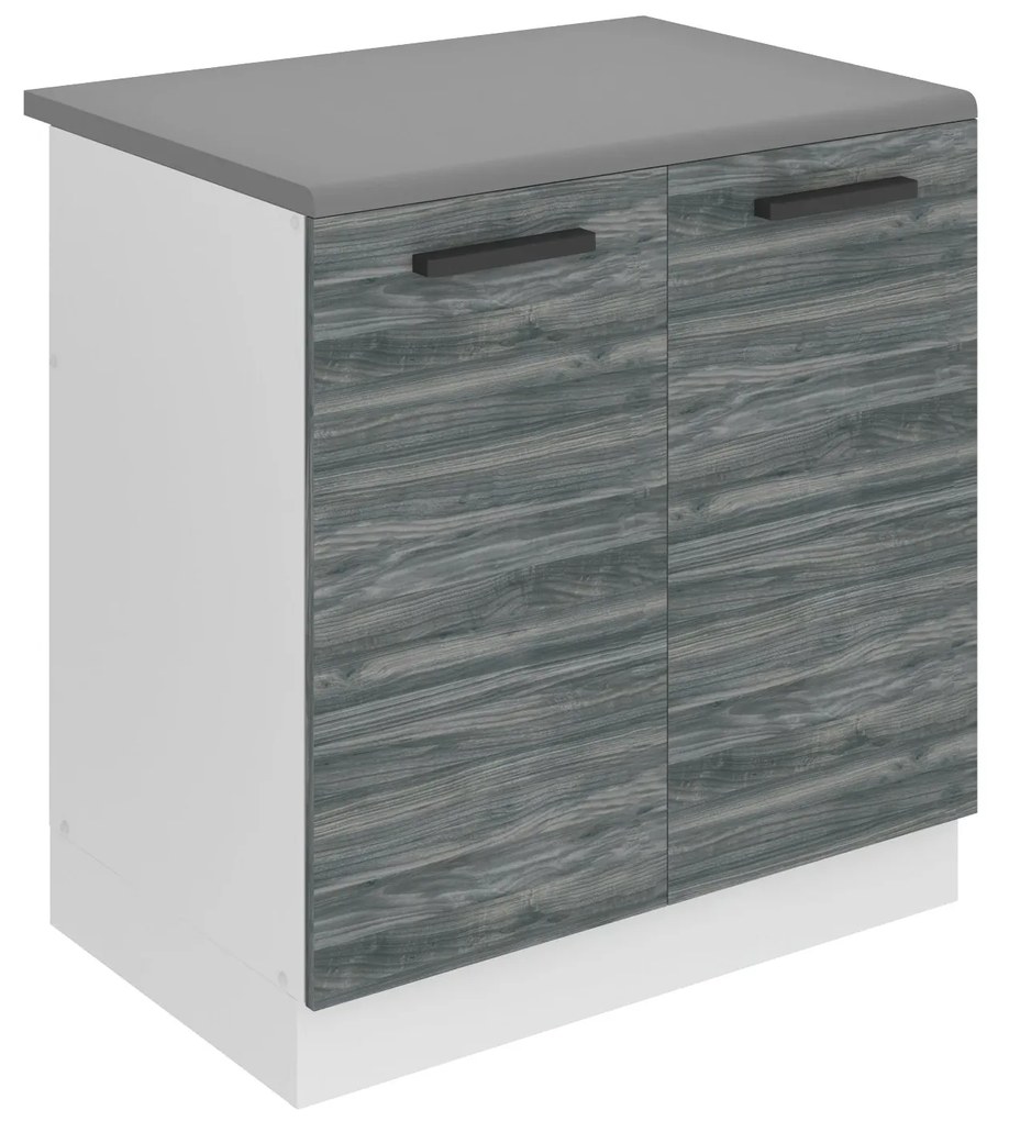 Kuchynská skrinka Belini Premium Full Version drezová 80 cm šedý antracit Glamour Wood s pracovnou doskou