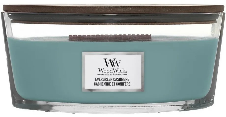 Vonná sviečka WoodWick Evergreen Cashmere, 453 g