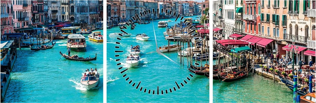 Obraz - Canal Grande, Benátky, Taliansko (s hodinami) (90x30 cm)