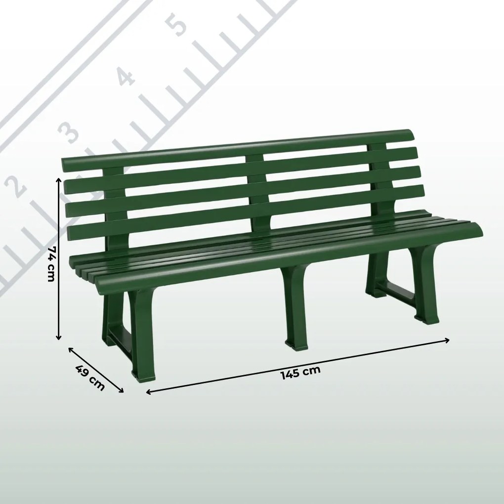 Záhradná lavica ORCHIDEA, 145x49x74cm, zelená I.P.A.E-Progarden