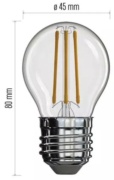 EMOS LED žiarovka Filament Mini Globe 3,4 W E27 neutrálna biela