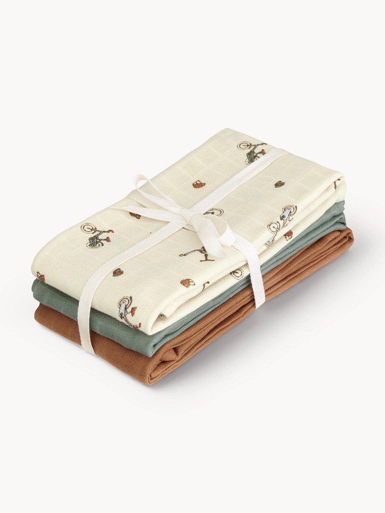 Mušelínové ručníky z organickej bavlny Bicycles, 3 ks