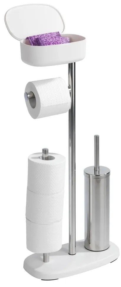 Biely/v striebornej farbe stojan na toaletný papier so štetkou z nehrdzavejúcej ocele Rivazza – Wenko