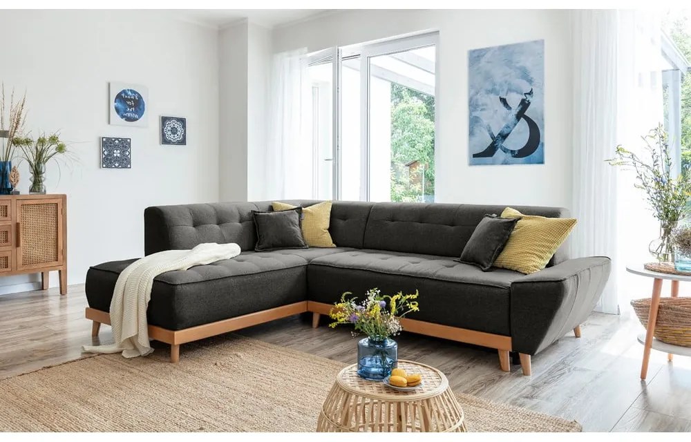 Tmavosivá rozkladacia rohová pohovka Miuform Dazzling Daisy L, ľavý roh