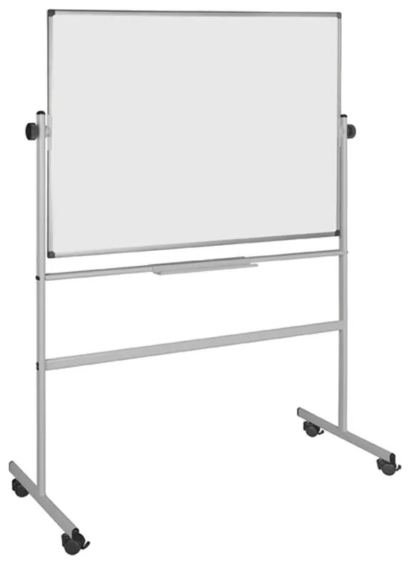 Mobilná otočná obojstranná keramická tabuľa, magnetická, biela, 1800 x 1200 mm