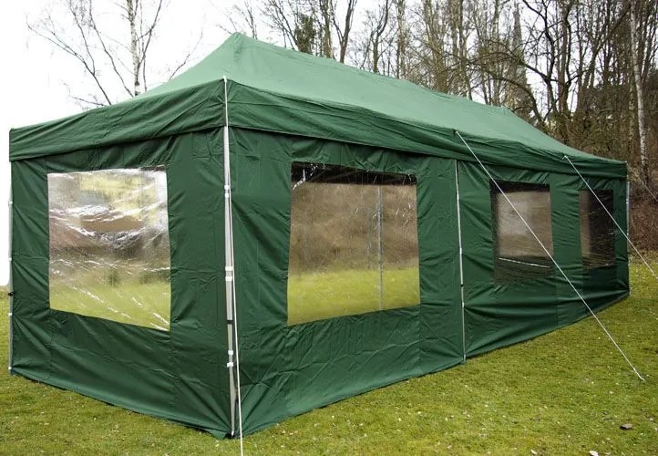 Garthen PROFI 404 Záhradný skladací párty stan - zelený 3 x 9 m
