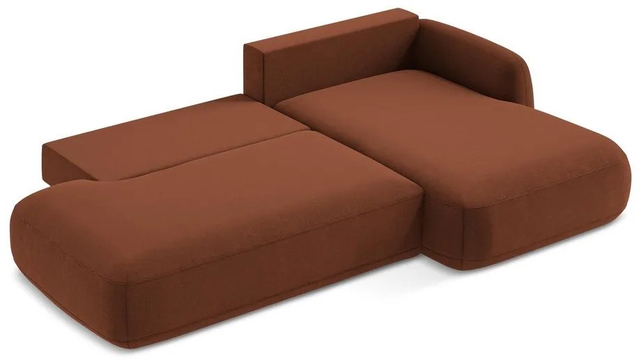 Terakotová rozkladacia rohová pohovka (pravý roh/s leňoškou) Hale – Makamii