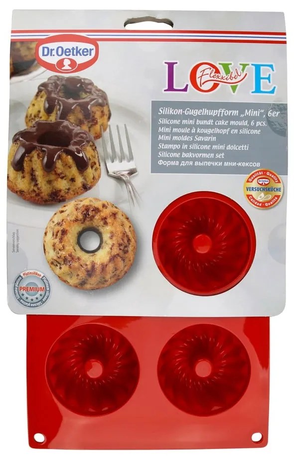 Červená silikónová forma na 6 mini báboviek Dr. Oetker Flexxibel Love