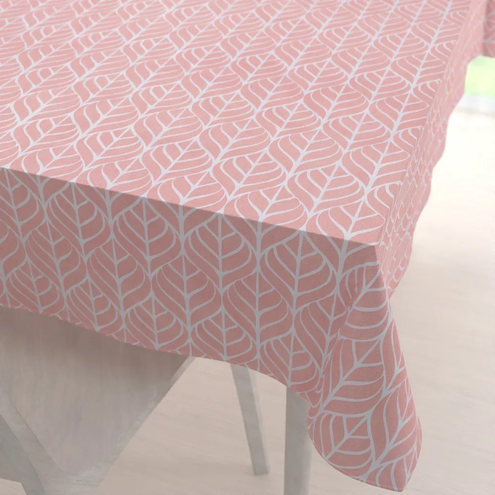 Biante Bavlnený obdĺžnikový obrus Sandra SA-211 Listy na staroružovom 130x220 cm
