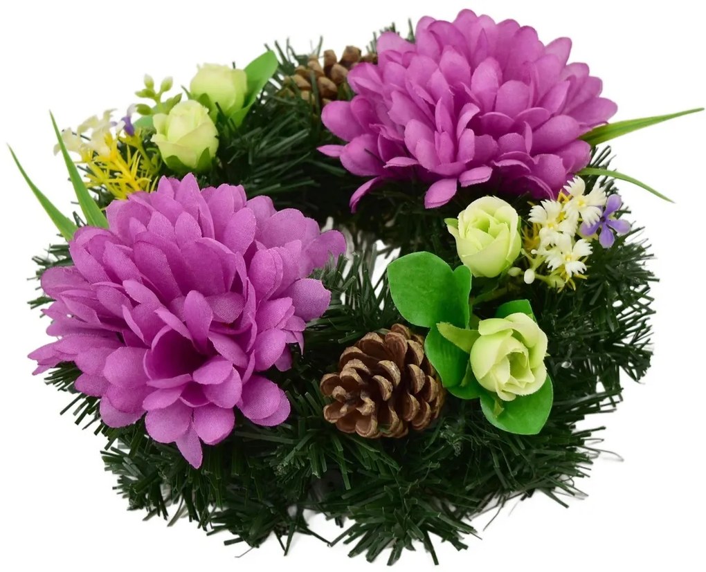 Dušičkový venček Fialové chryzantémy, 20 cm