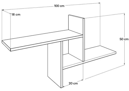 Nástenná polica 50x100 cm hnedá