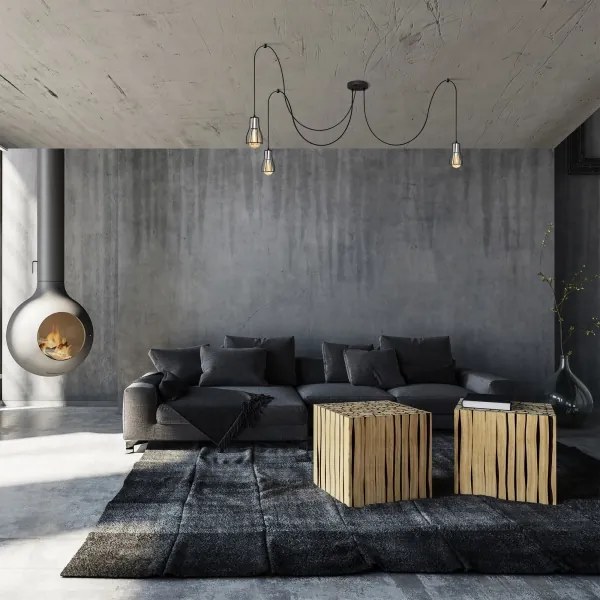 Luster na lanku TUBE LONG 3xE27/15W/230V čierna/chróm