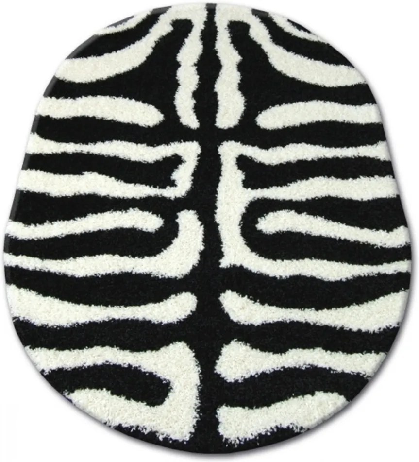 Kusový koberec Shaggy Zebra bieločierny ovál, Velikosti 140x190cm