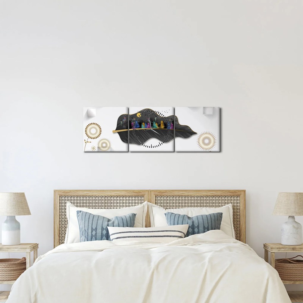 Obraz abstrakcie (s hodinami) (90x30 cm)
