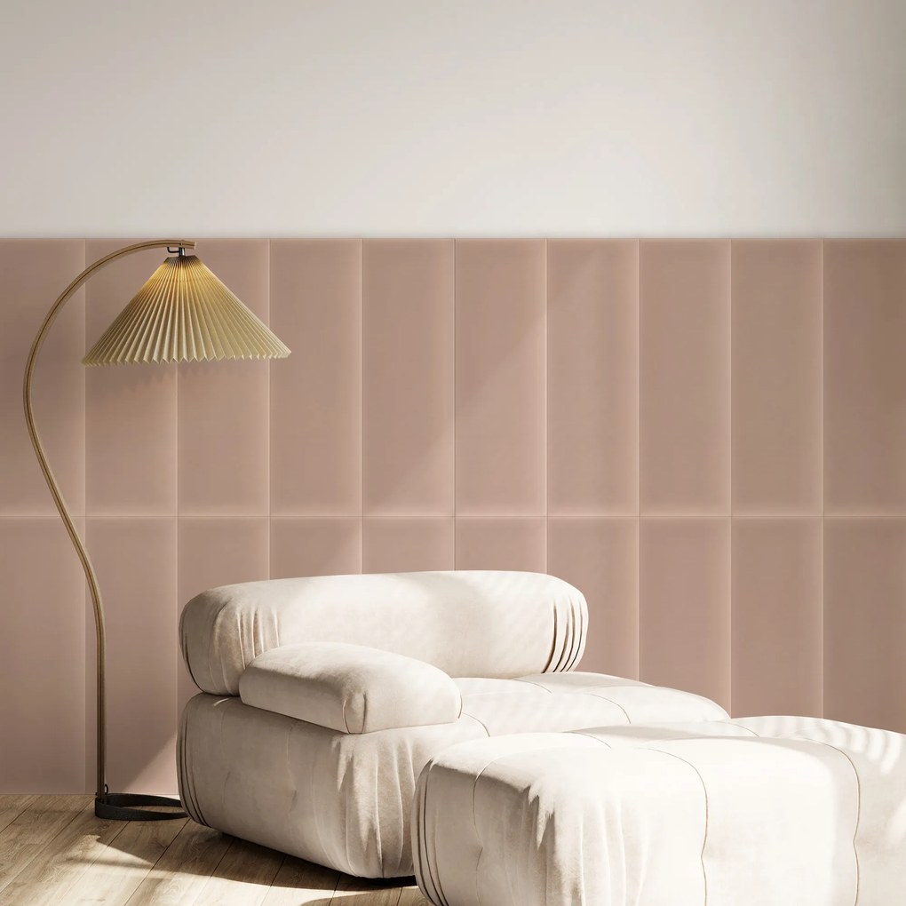 Zamatový čalúnený panel - Obdĺžnik - 90x30cm Farba: Púdrovoružová