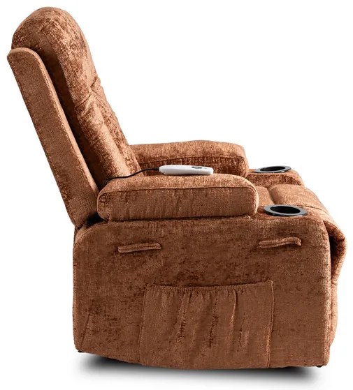 Masážne polohovateľné kreslo ARIEN hnedý zamat - vintino.sk