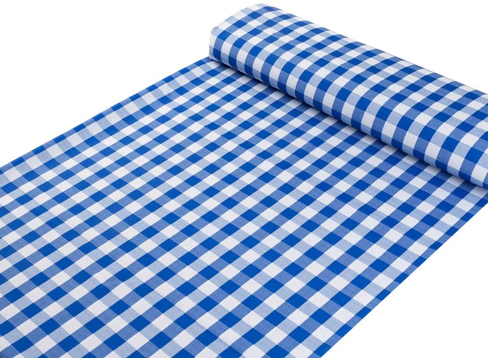 Biante Teflónový behúň na stôl TF-070 Modro-biela kocka 20x180 cm