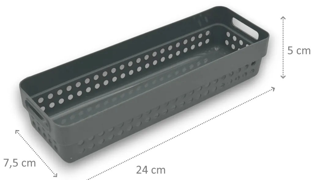 Sada 2 košíkov na organizáciu, organizéry do zásuvky KOLE 24 x 7,5 cm - sivý