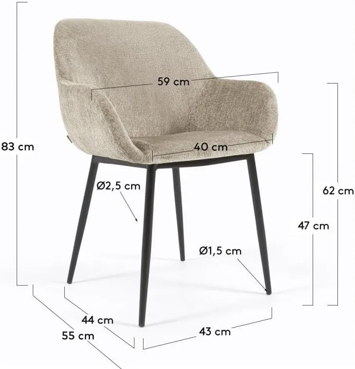Béžové čalúnené jedálenské kreslo Konna – Kave Home