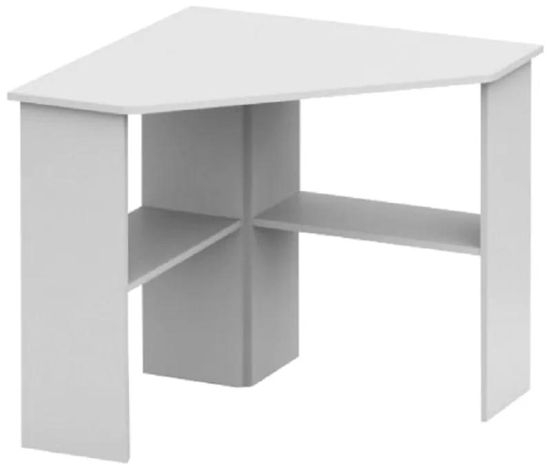 PC stôl, rohový, biela, RONY NEW