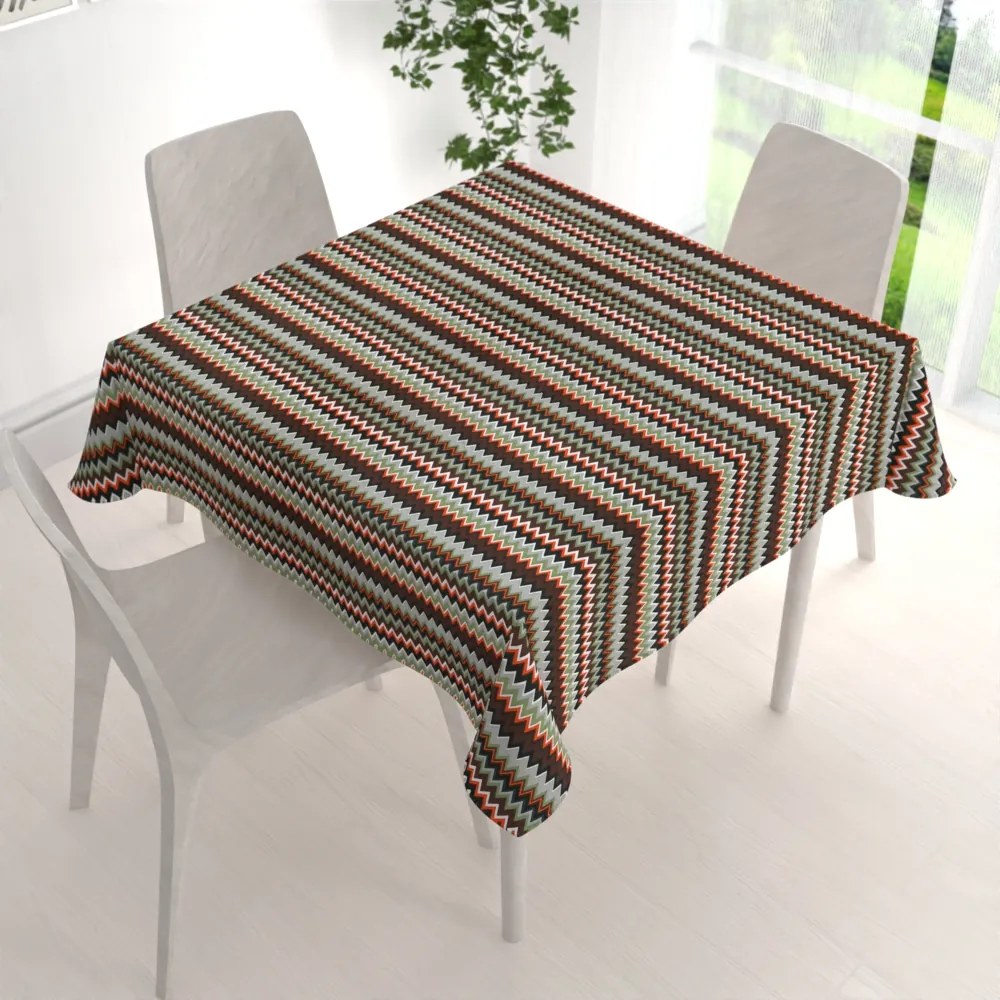 Biante Bavlnený štvorcový obrus Sandra SA-097 Retro cik cak 120x120 cm