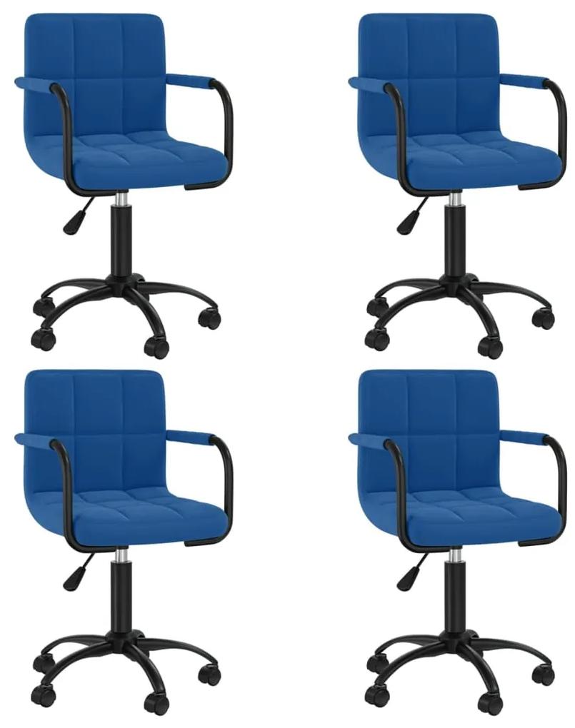 Otočné jedálenské stoličky 4 ks modré zamatové
