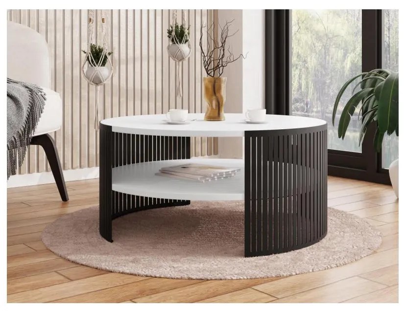 Konferenčný stolík FIKOLI 40x75 cm čierna/biela