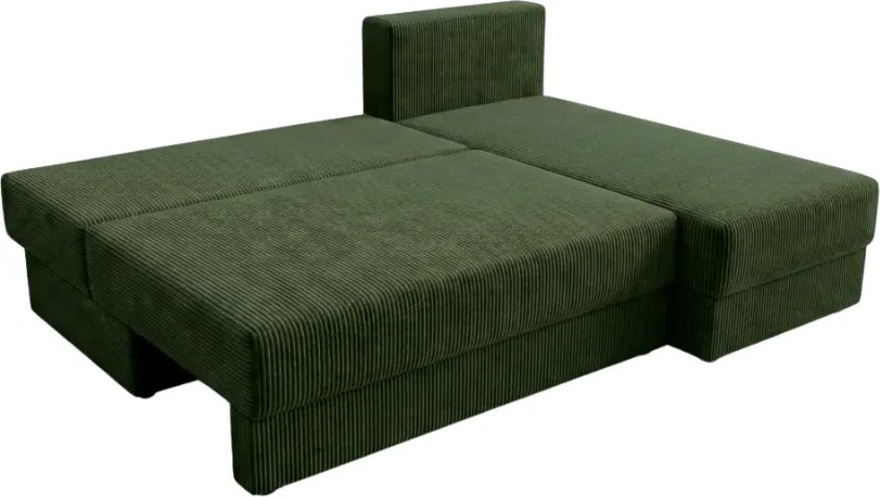 AKCIA Rozkladacia obojstranná sedacia súprava do L TAVERO SLIM 201x140 cm, tmavozelená II. akosť