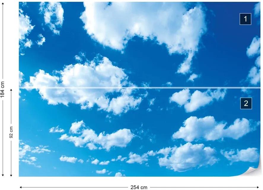 GLIX Fototapeta - White Clouds Blue Sky Vliesová tapeta  - 254x184 cm