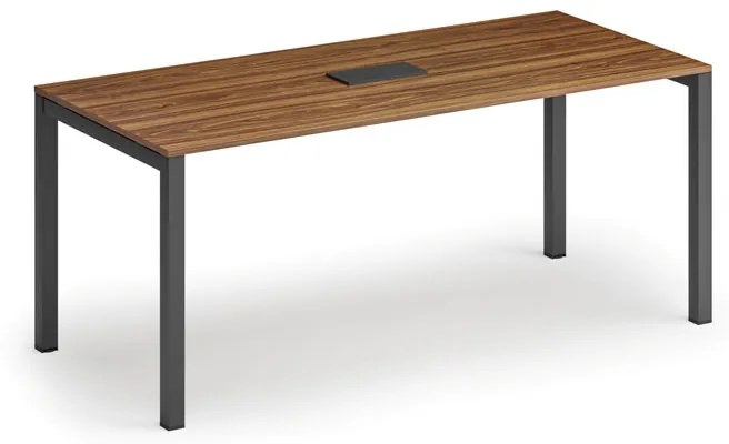 Stôl SQUARE 1800 x 800 x 750, orech + stolná zásuvka TYP I, čierna