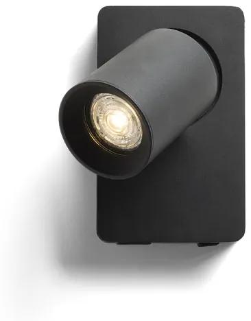 RENDL VOLTERA USB nástenná biela/čierna 230V GU10 50W R13763