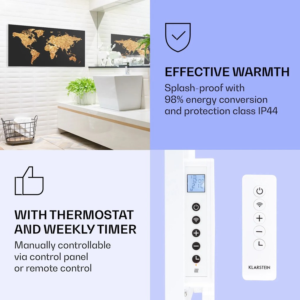 Klarstein Wonderwall Air Art Smart, infračervený ohrievač, 120 x 60 cm, 700 W, zlatá mapa