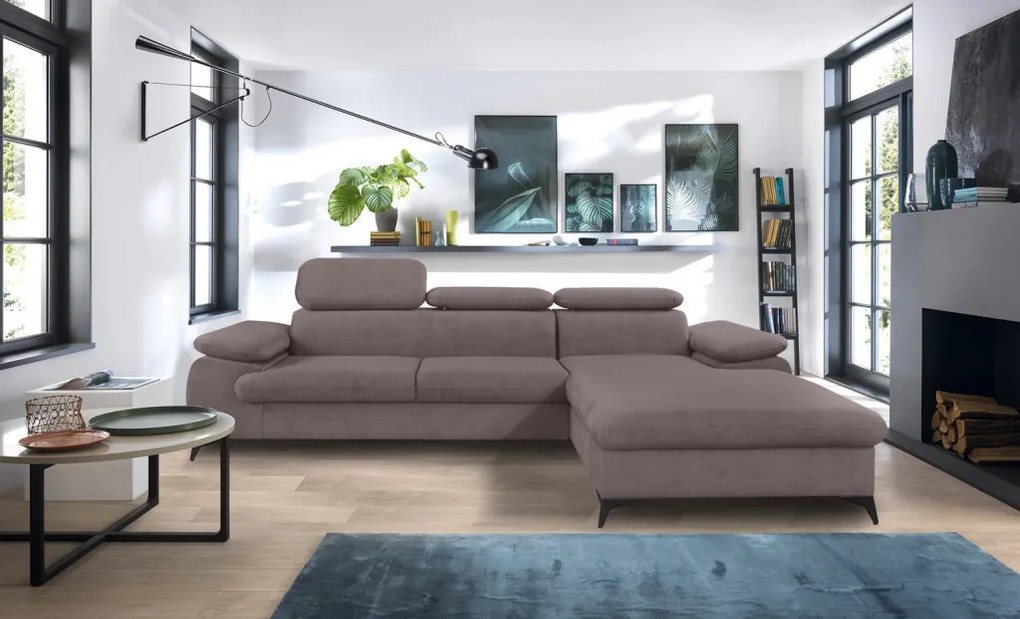 Rohová sedacia súprava Scala, staroružová látka, pravý roh