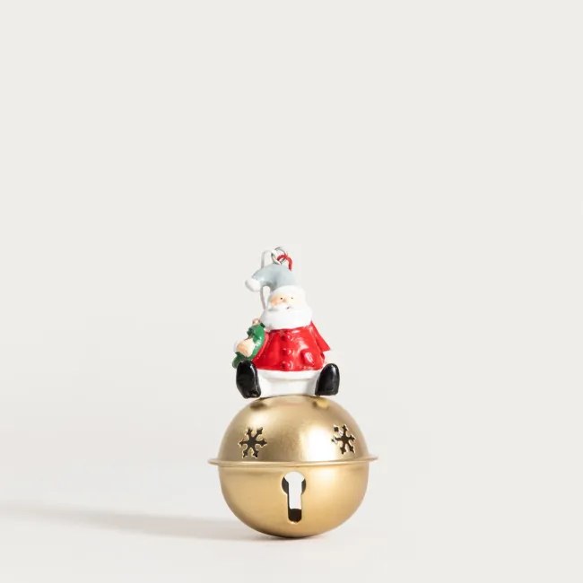 Vianočná dekorácia CLOCH Santa Claus so zlatým zvončekom 754166