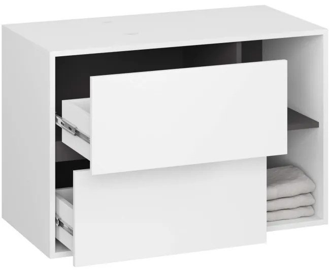 Skrinka pod umývadlo VAMI W90 2SZ biela / garafitová / sivá