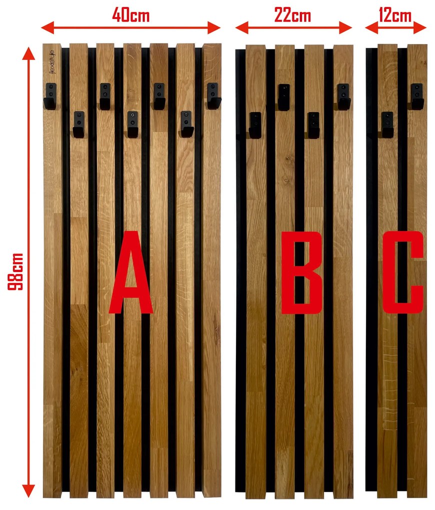 Dekorstudio Drevený vešiak na stenu Lamele 98cm Modul B 24cm