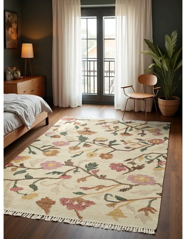 Krémový ručne tkaný jutový koberec 160x230 cm Roya Violette – Elle Decoration