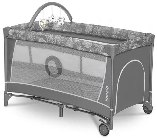 Lionelo - Cestovná postieľka FLOWER Grey Stone