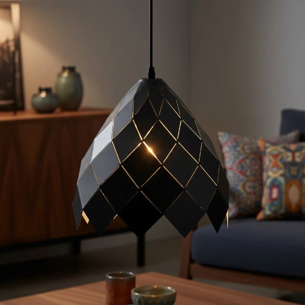 Toolight Toolight, závesná kovová stropná lampa 1xE27 APP338-1CP, čierna, OSW-05019