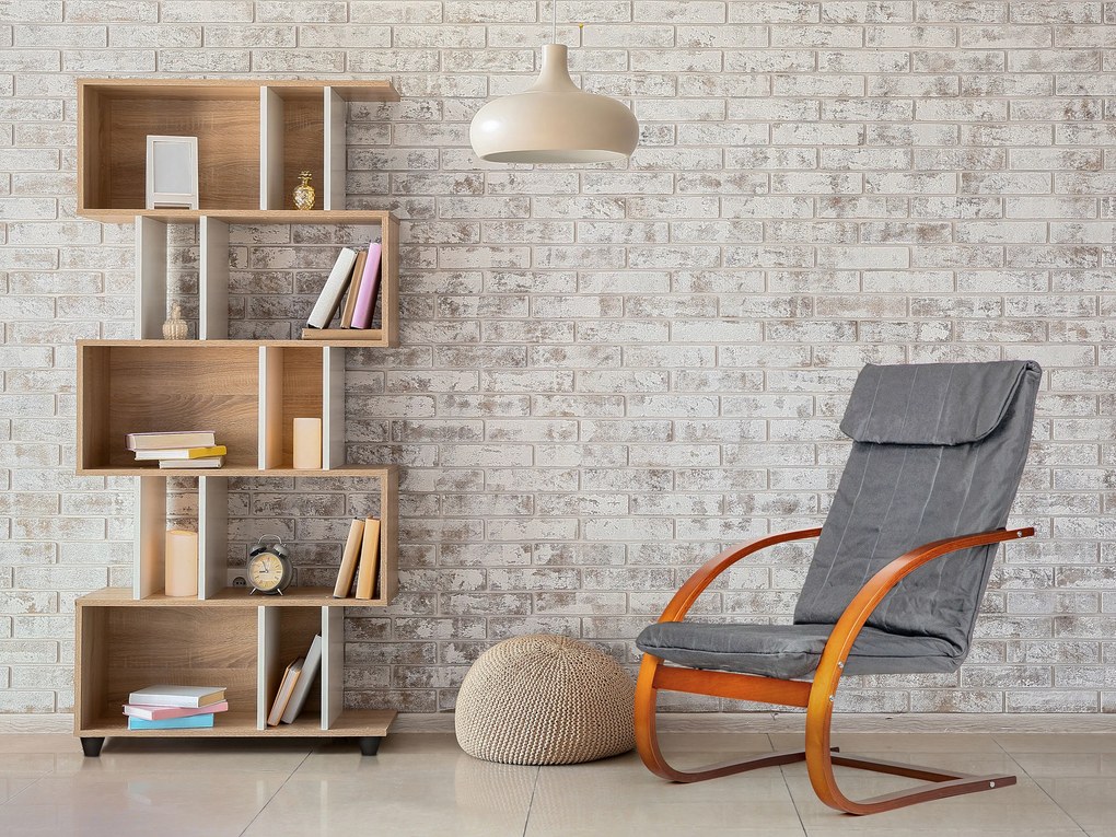 ModernHome Fínske hojdacie kreslo - sivé s hnedým rámom