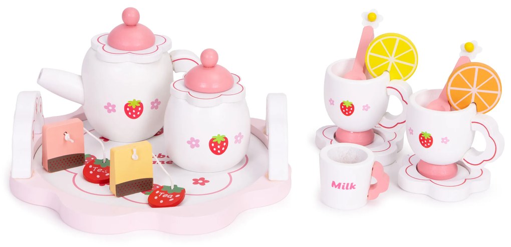 Drevená čajová súprava, 14 kusov, ECOTOYS