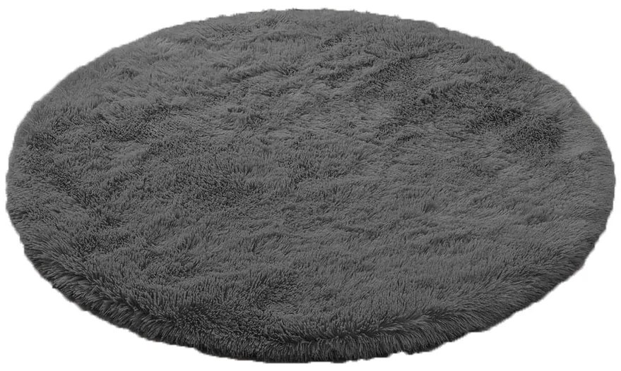 TZ Tmavosivý okrúhly shaggy koberec Lana Rozmer: 80 cm
