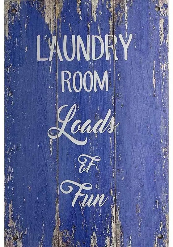 Drevená Ceduľa Laudry Room blue