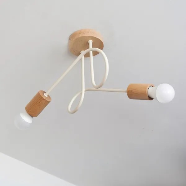 Prisadený luster OXFORD 2xE27/15W/230V borovica/krémová