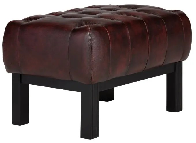 furniture-nabytek.cz - Masívny taburet Chesterfield Kingsfield z pravej kože, červený – 61×46×43 cm