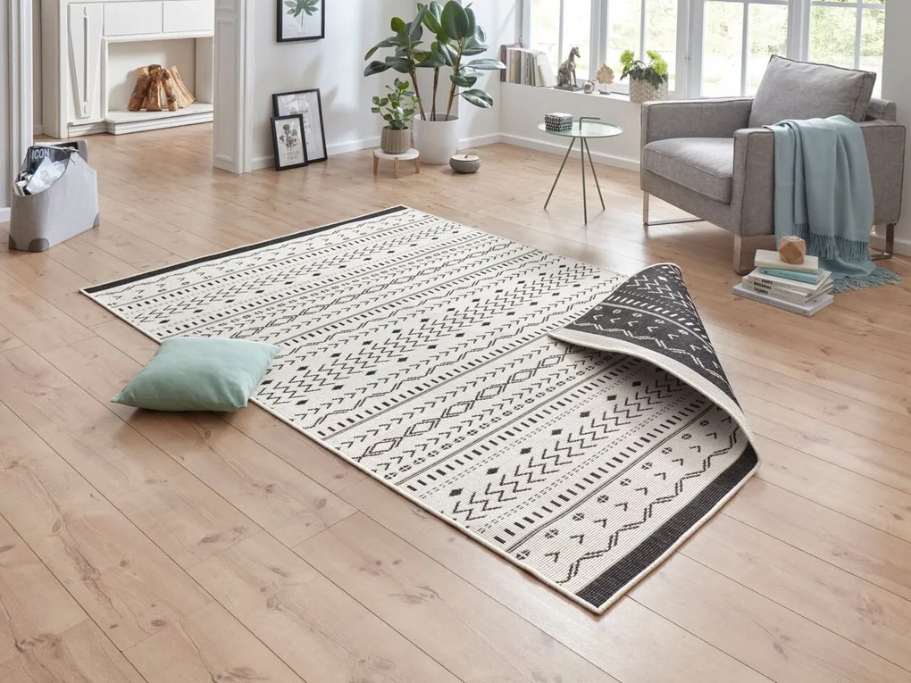 NORTHRUGS - Hanse Home koberce Kusový koberec Twin Supreme 103438 Kuba black creme – na von aj na doma - 80x150 cm