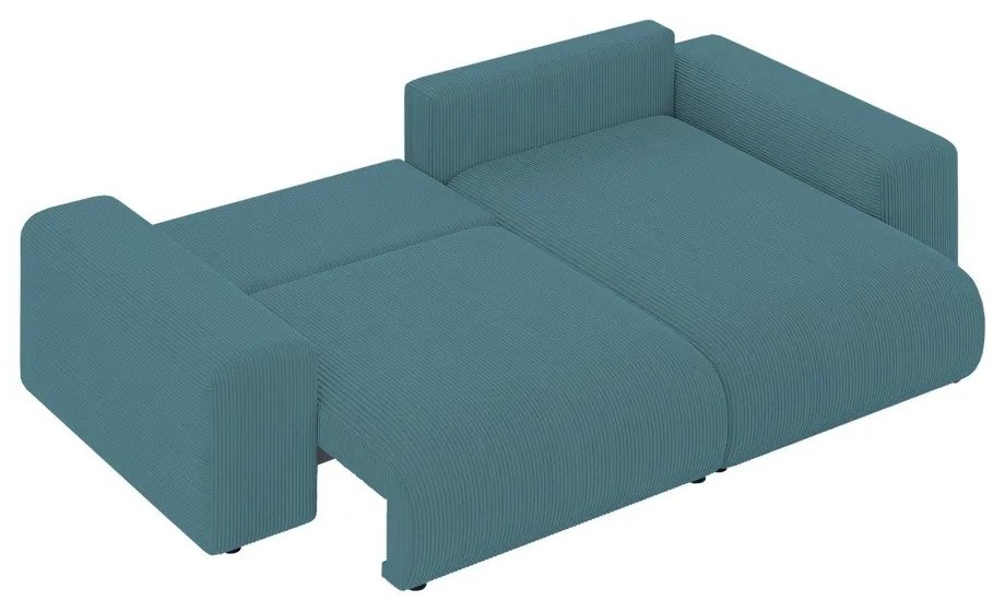 Tyrkysová menčestrová rozkladacia/s úložným priestorom rohová pohovka Luma – Ropez