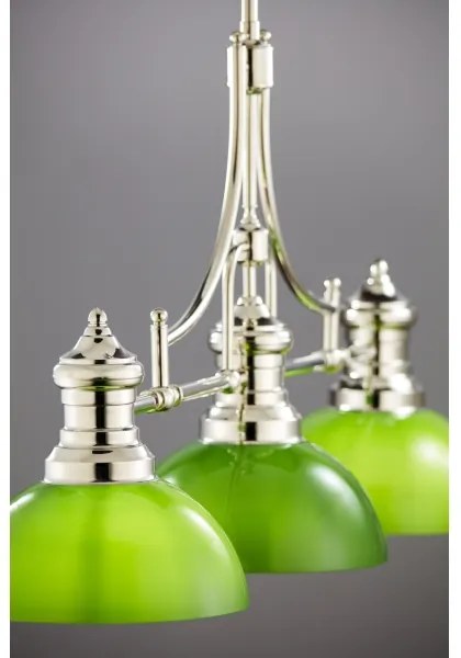 Jupiter 2072 - Luster na tyči PLATINO 3xE27/15W/230V zelená/lesklý chróm