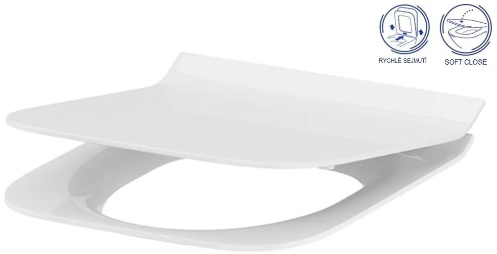 Cersanit CREA WC sedátko hranaté duroplast / antibakteriálne, biela, K98-0178